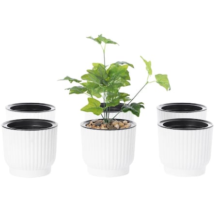 Invernaculo 6.25 x 5.25 in. Flower Pot Self Watering Planter White, 6PK IN3184496